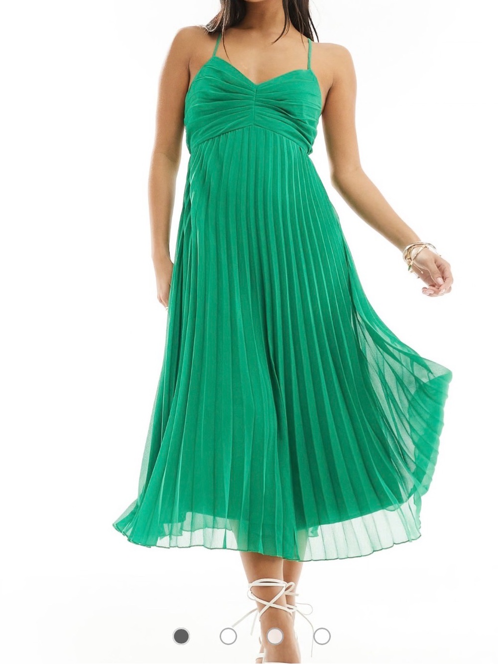 NWT ASOS PLEATED GREEN DRESS